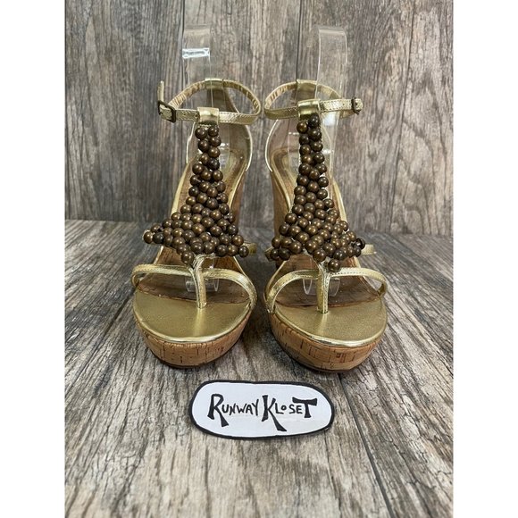 STEVE MADDEN Womens Cork Platform Wedge Sandals size 8.5 - Picture 2 of 12